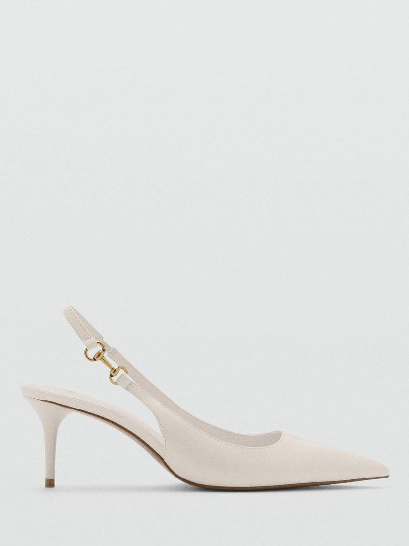 Mango Gali Link Detail Stiletto Court Shoes, Cream
