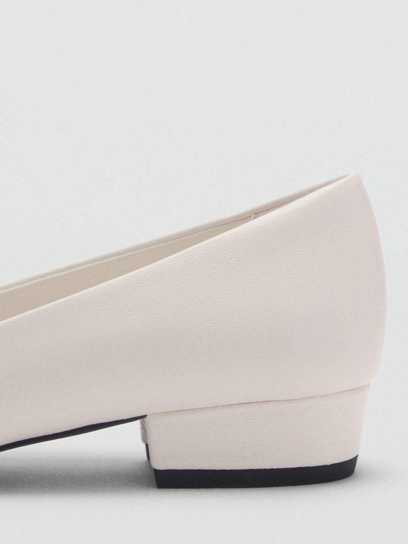 Product image 3 of 5, which shows Mango Peep Leather Ballerina Pumps, White, 2