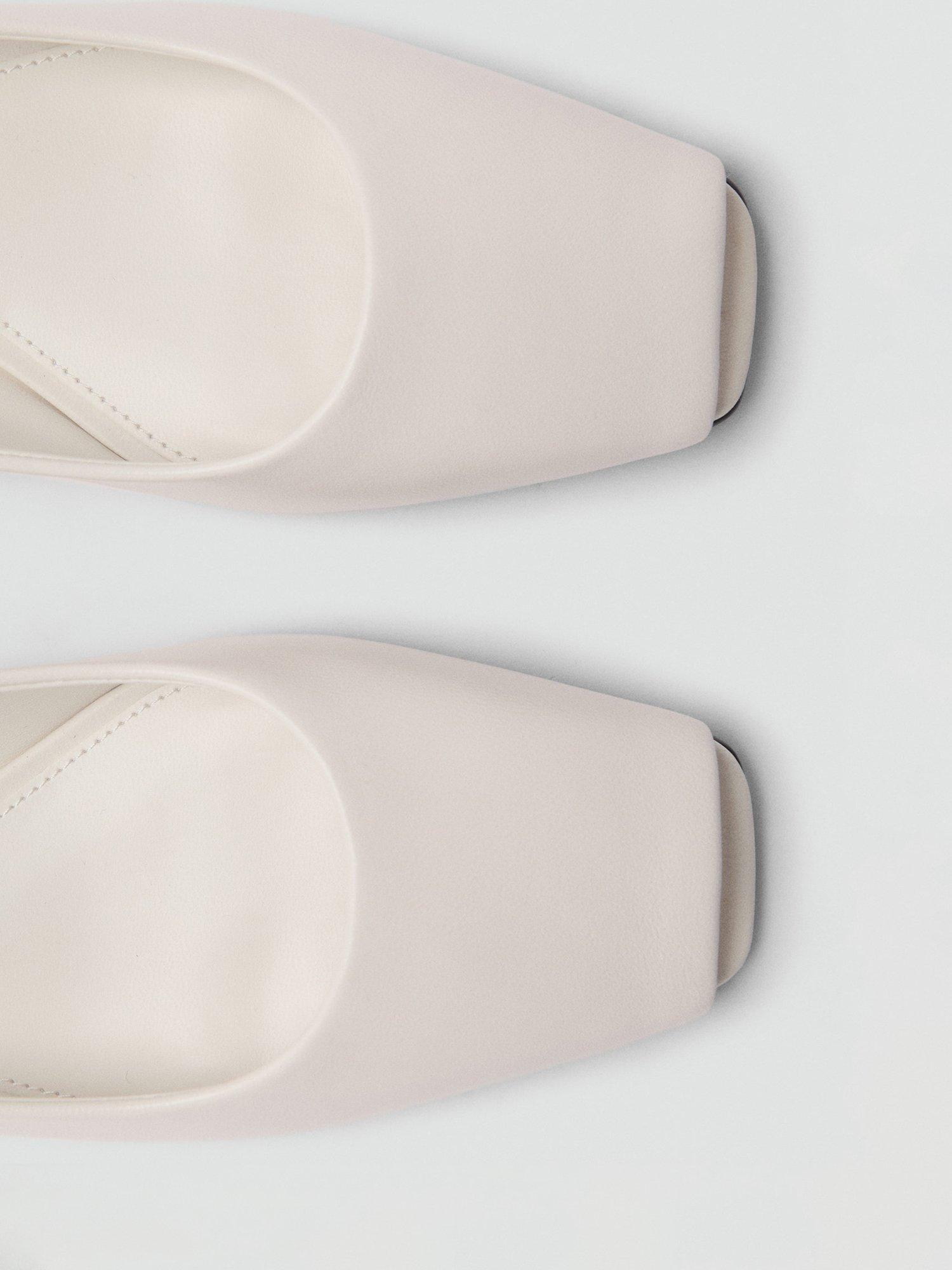Product image 4 of 5, which shows Mango Peep Leather Ballerina Pumps, White, 2