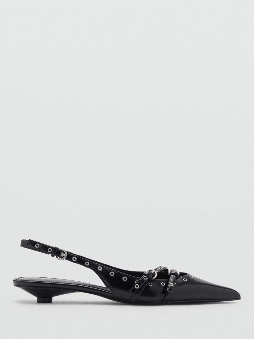 Product image 1 of 4, which shows Mango Vany Kitten Heel Court Shoes, Black, 2