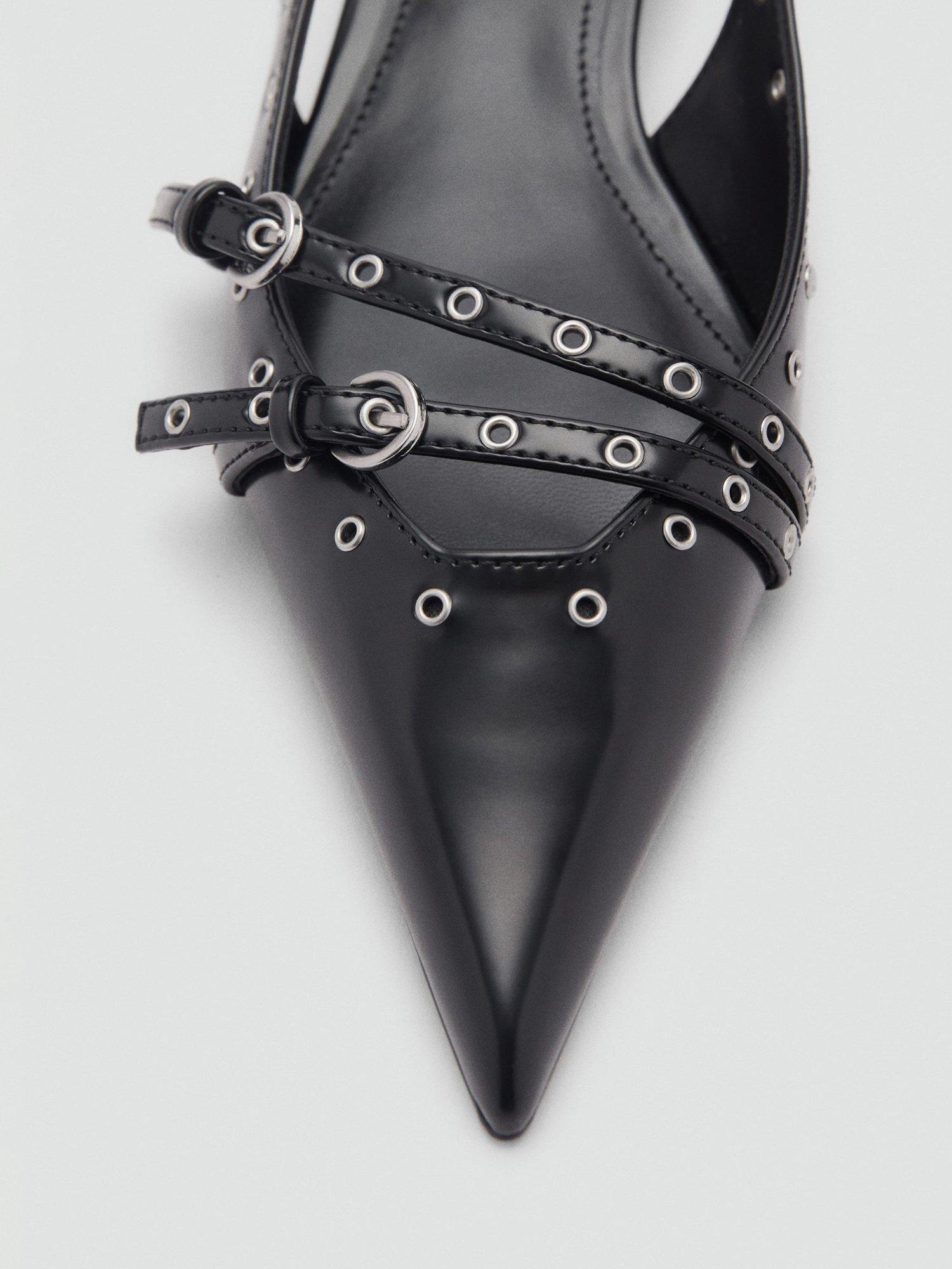 Product image 4 of 4, which shows Mango Vany Kitten Heel Court Shoes, Black, 2