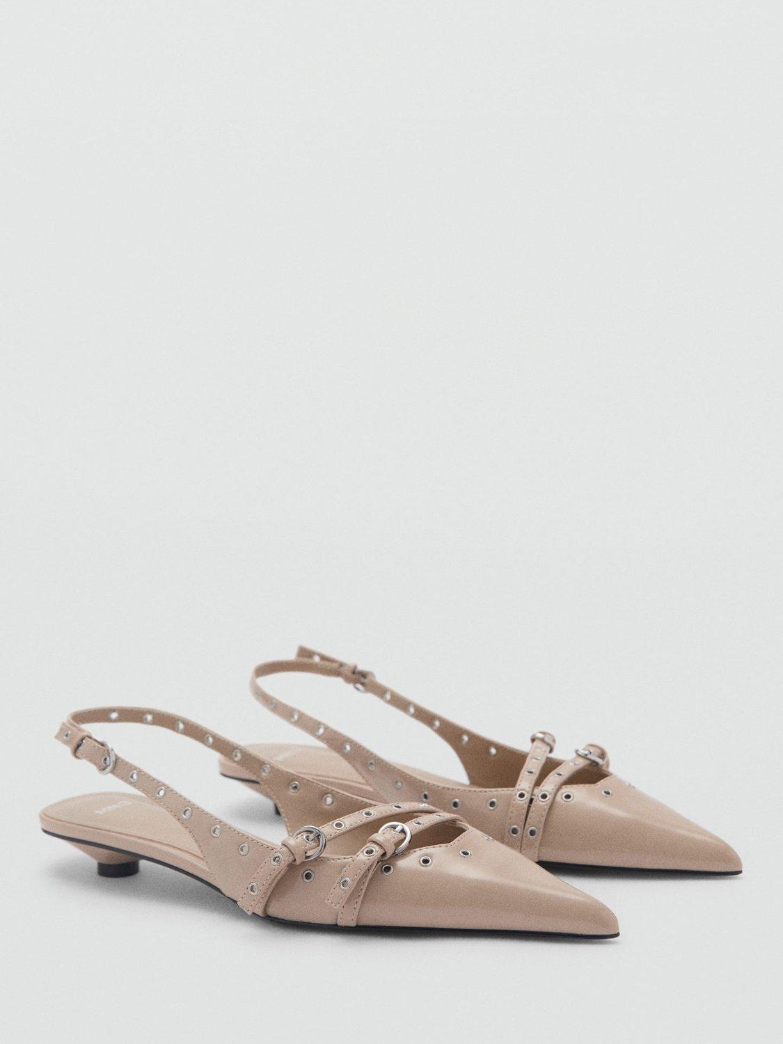 Product image 2 of 4, which shows Mango Vany Kitten Heel Court Shoes, Natural White, 6