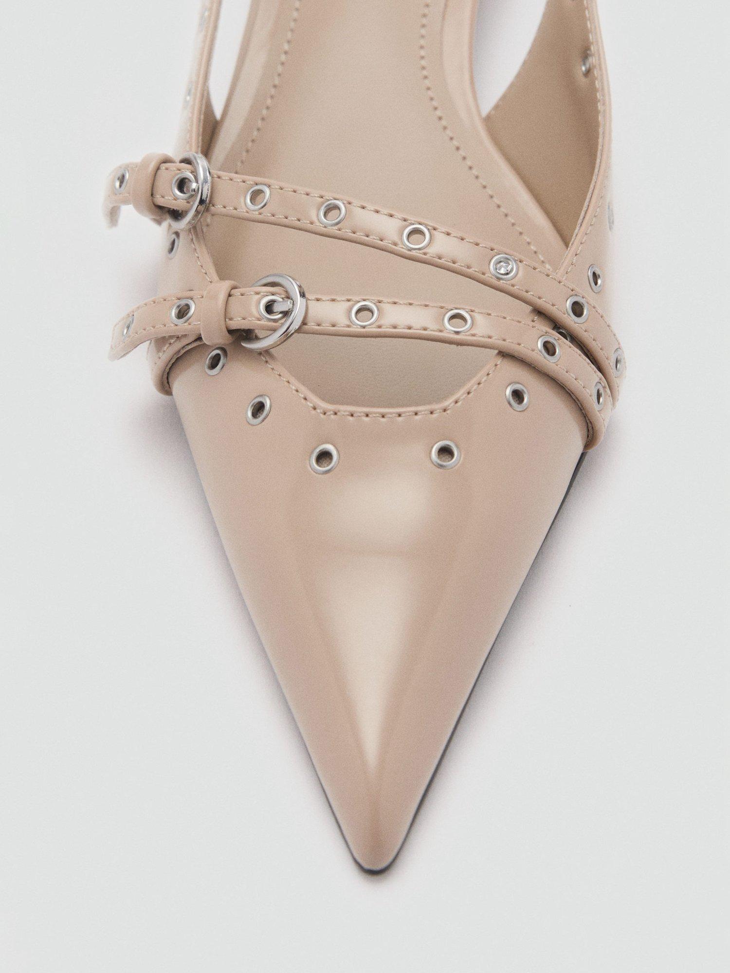 Product image 4 of 4, which shows Mango Vany Kitten Heel Court Shoes, Natural White, 6