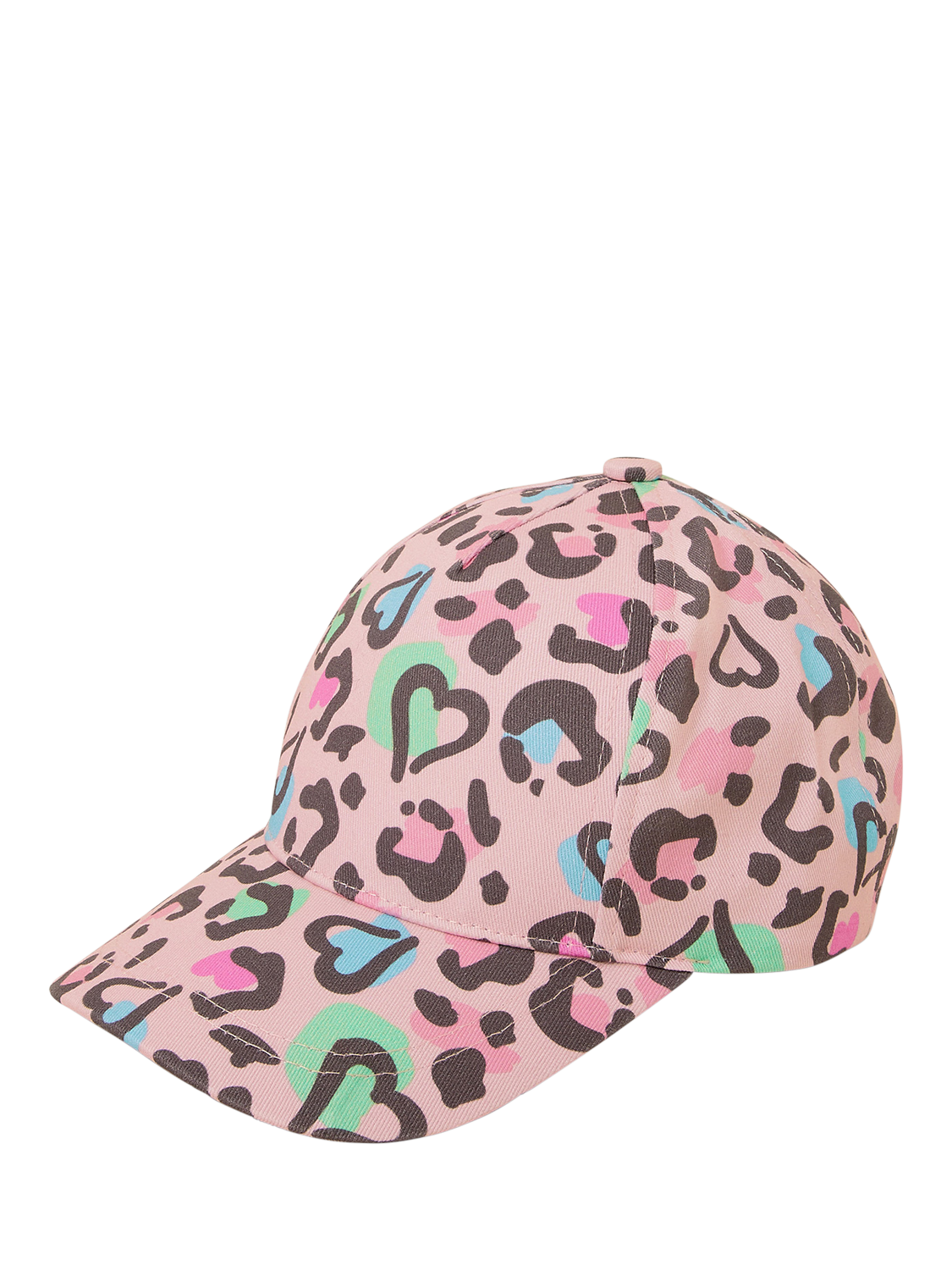 Product image 1 of 3, which shows Angels by Accessorize Kids' Cotton Leopard Print Baseball Cap, Multi, 3-6 years