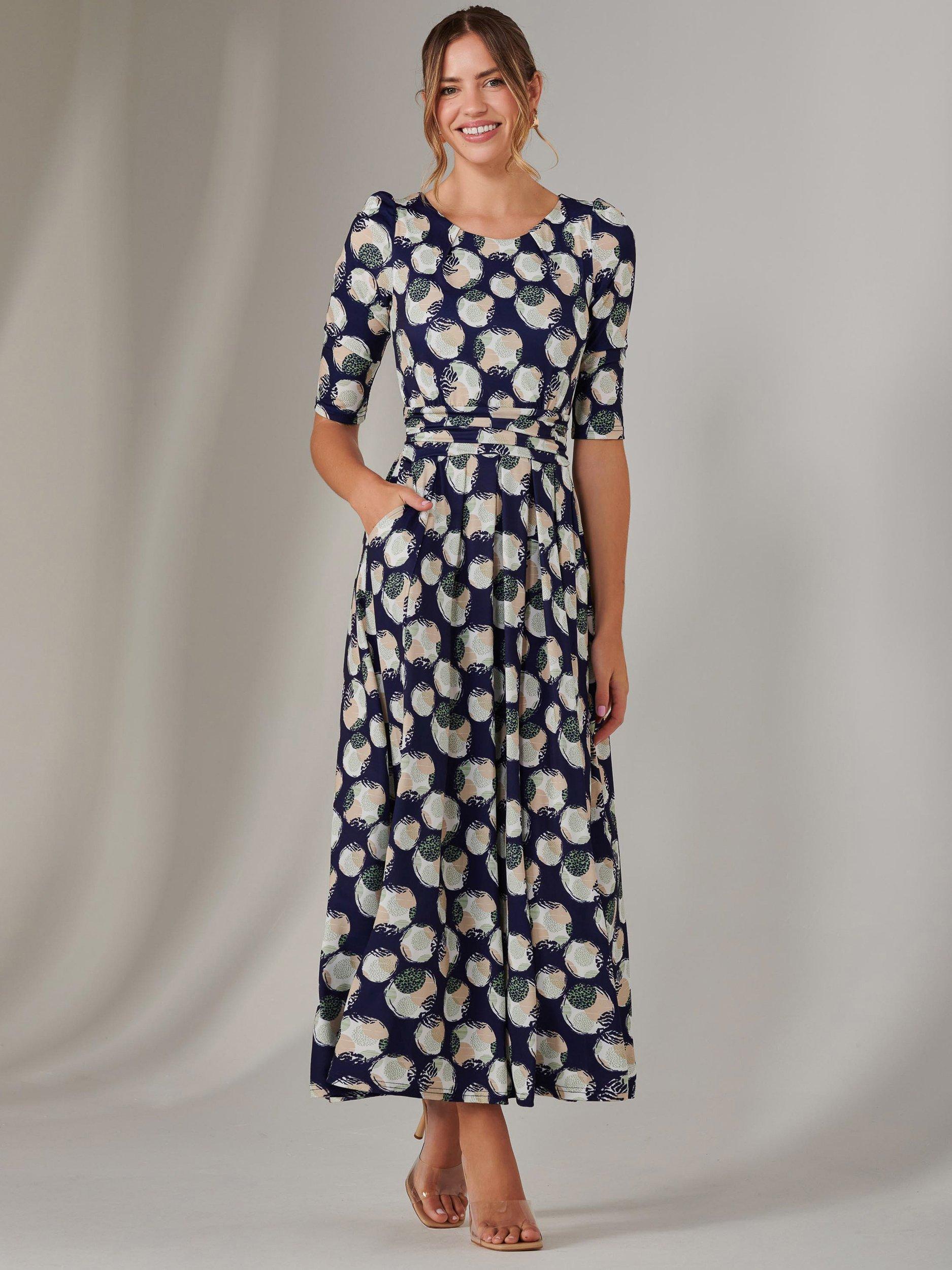 Product image 2 of 6, which shows Jolie Moi Enya Jersey Midaxi Dress, Navy, 8