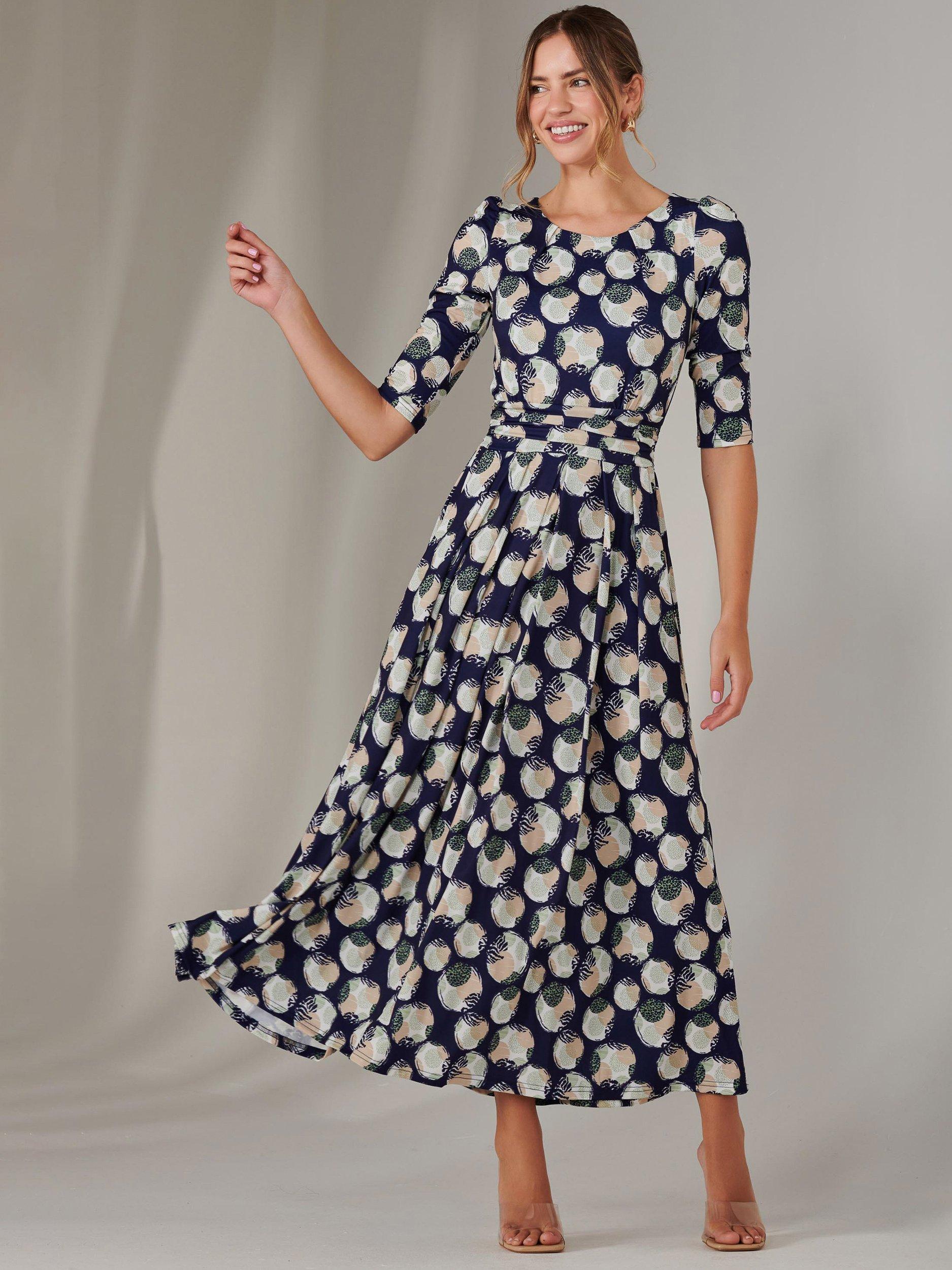 Product image 6 of 6, which shows Jolie Moi Enya Jersey Midaxi Dress, Navy, 8