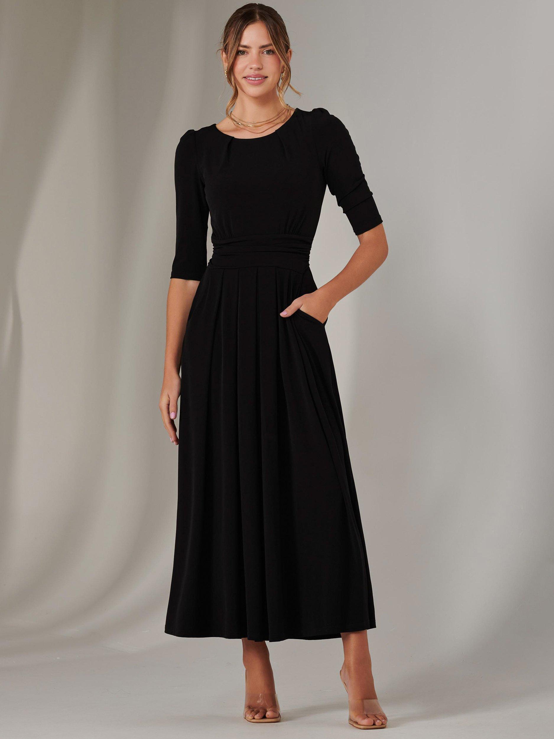 Product image 1 of 6, which shows Jolie Moi Enya Plain Jersey Dress, Black, 8