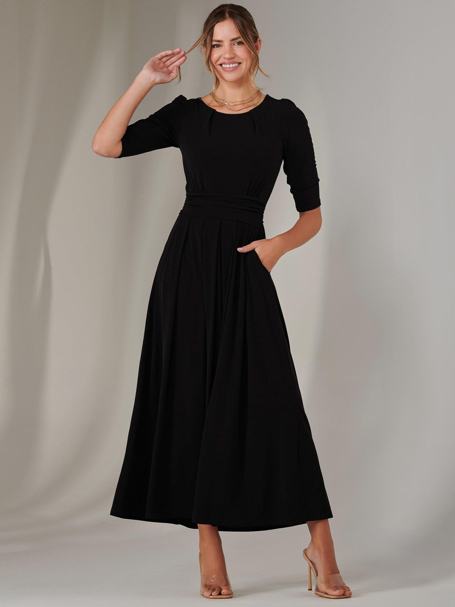 Product image 2 of 6, which shows Jolie Moi Enya Plain Jersey Dress, Black, 8