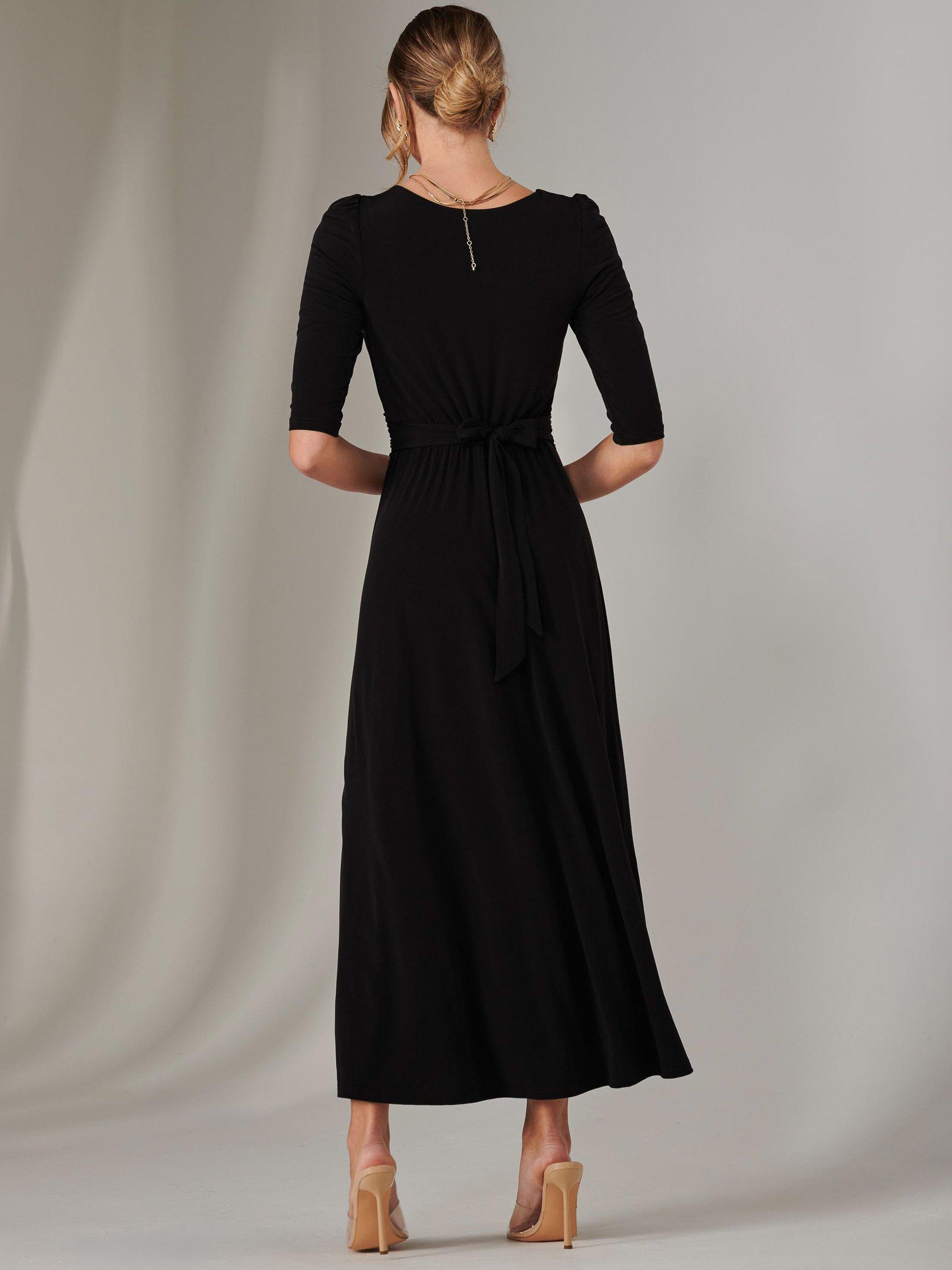 Product image 3 of 6, which shows Jolie Moi Enya Plain Jersey Dress, Black, 8