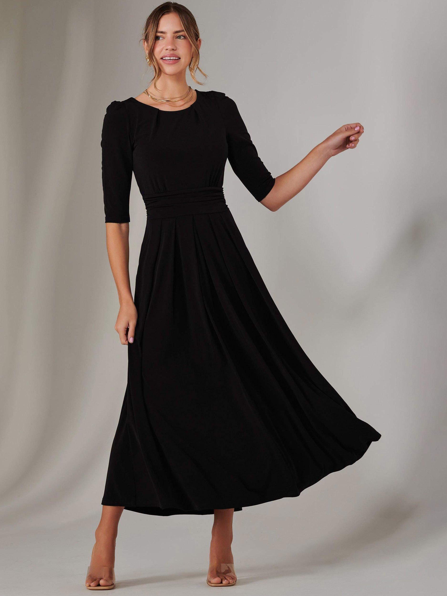 Product image 5 of 6, which shows Jolie Moi Enya Plain Jersey Dress, Black, 8