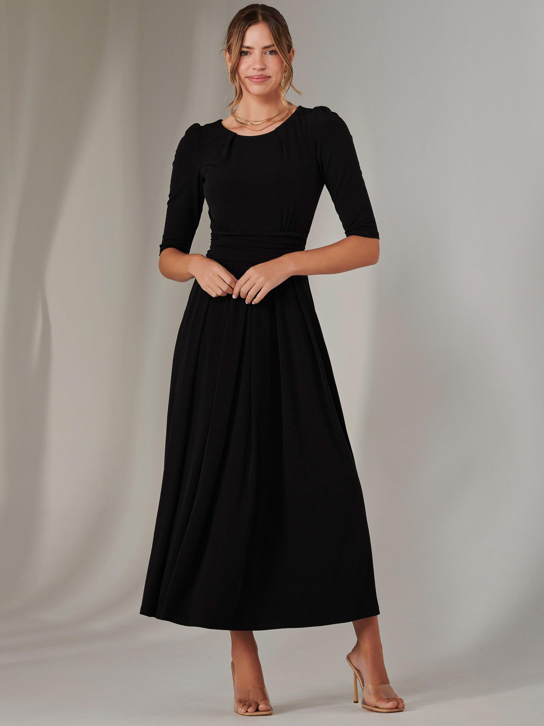 Product image 6 of 6, which shows Jolie Moi Enya Plain Jersey Dress, Black, 8