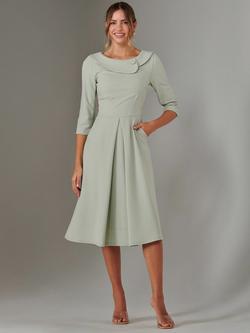 Jolie Moi Sloan Collar Dress, Sage Green - view 2, Sage Green