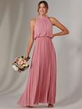 Jolie Moi Pleated Maxi Dress, Dusty Pink