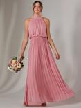 Jolie Moi Pleated Maxi Dress, Dusty Pink