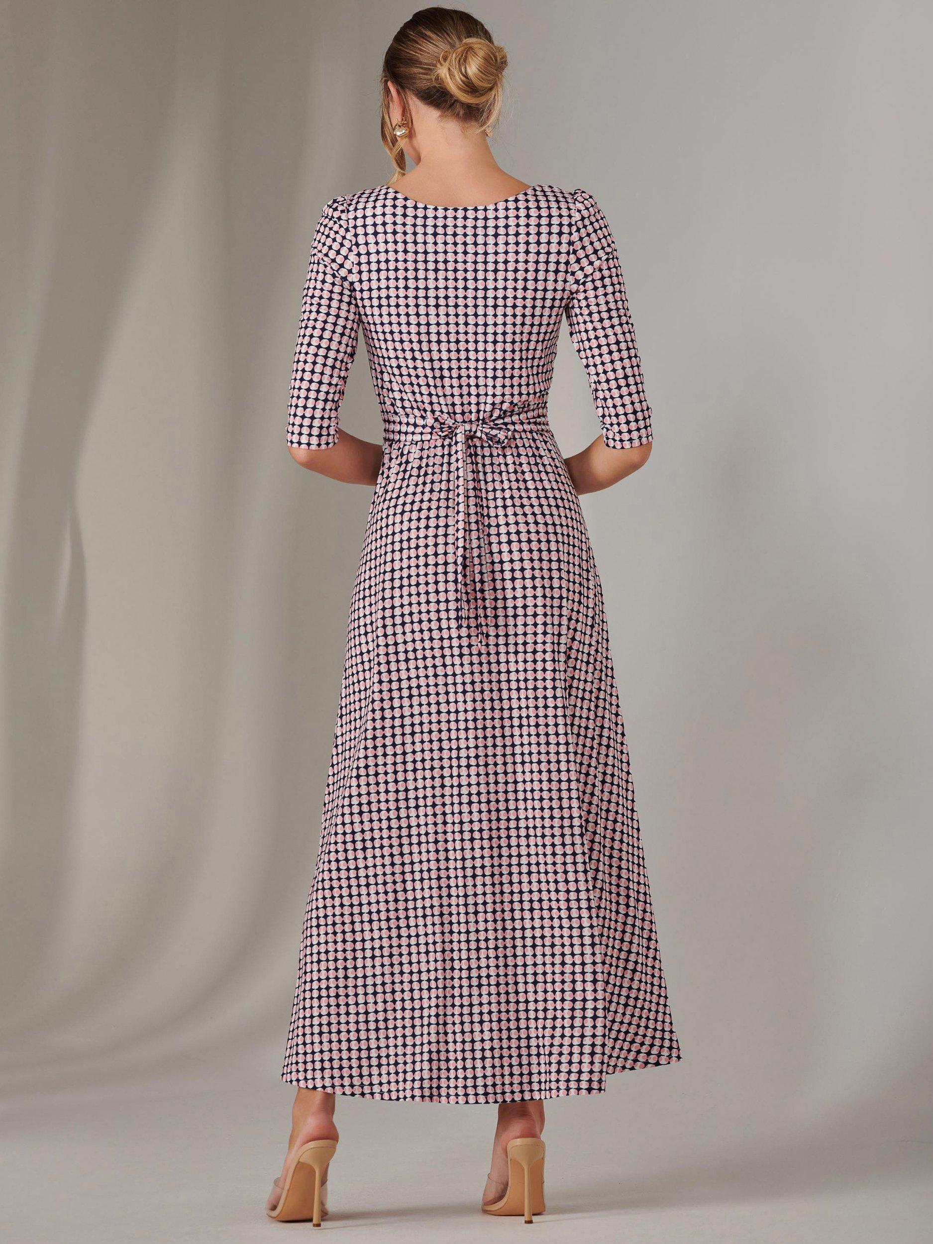 Product image 3 of 7, which shows Jolie Moi Enya Geometric Jersey Dress, Pink, 8
