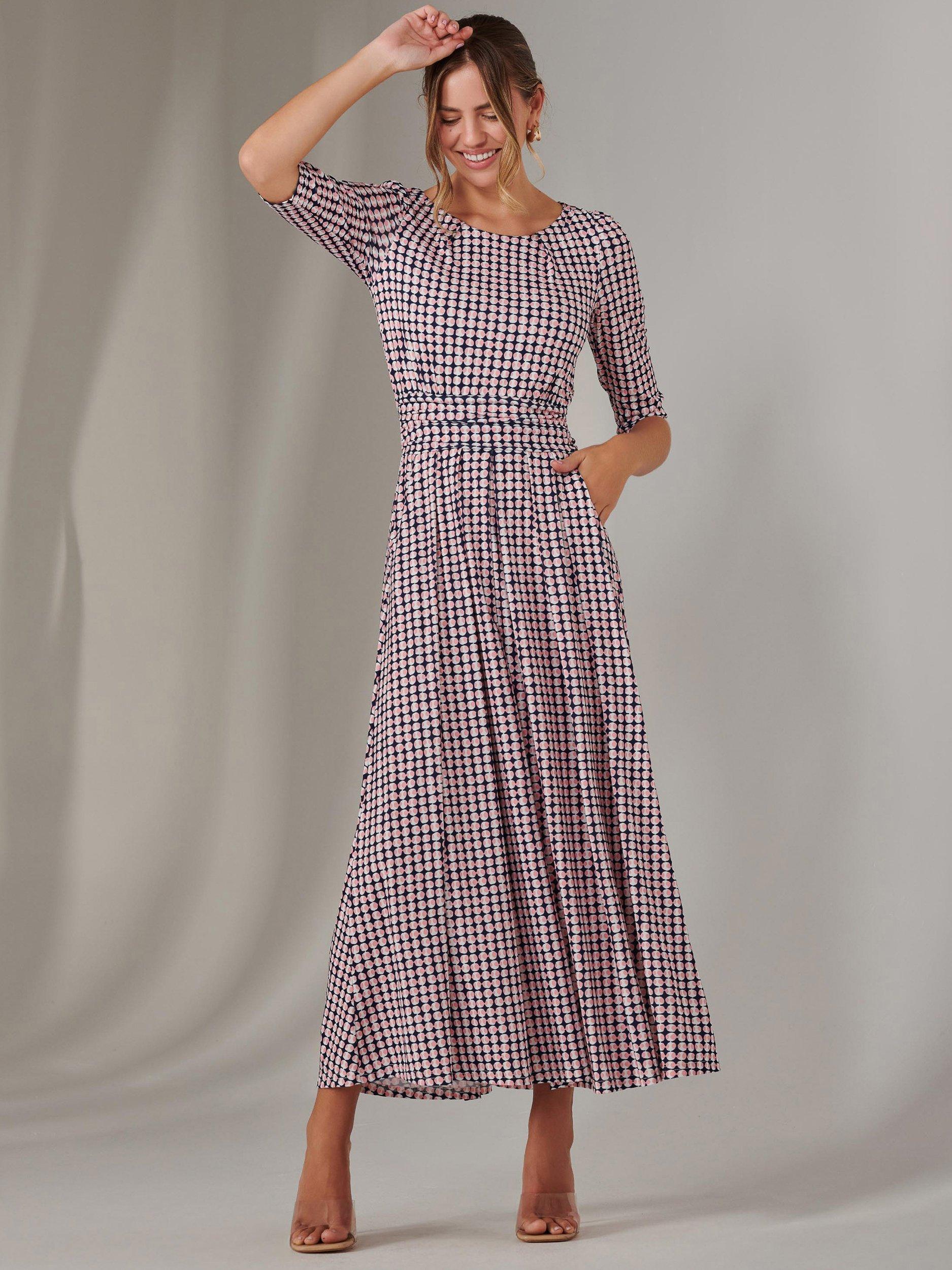 Product image 5 of 7, which shows Jolie Moi Enya Geometric Jersey Dress, Pink, 8