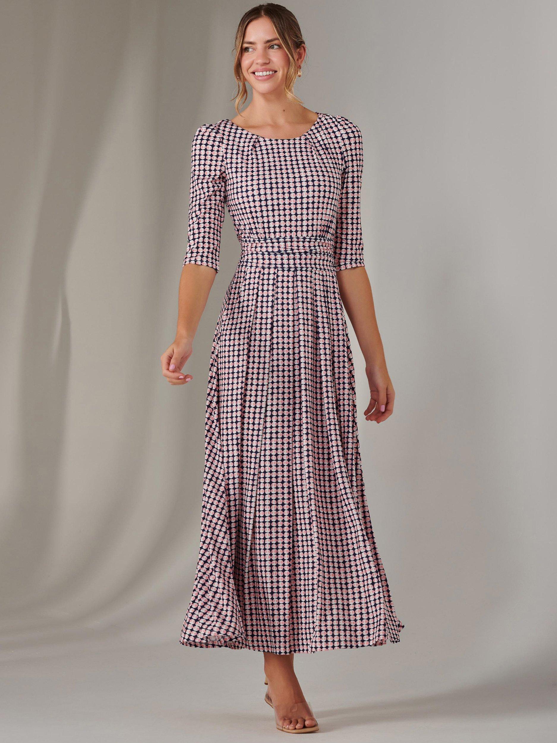Product image 7 of 7, which shows Jolie Moi Enya Geometric Jersey Dress, Pink, 8