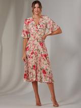 Phase Eight Evelin Floral Frill Midi Dress, Ivory/Multi