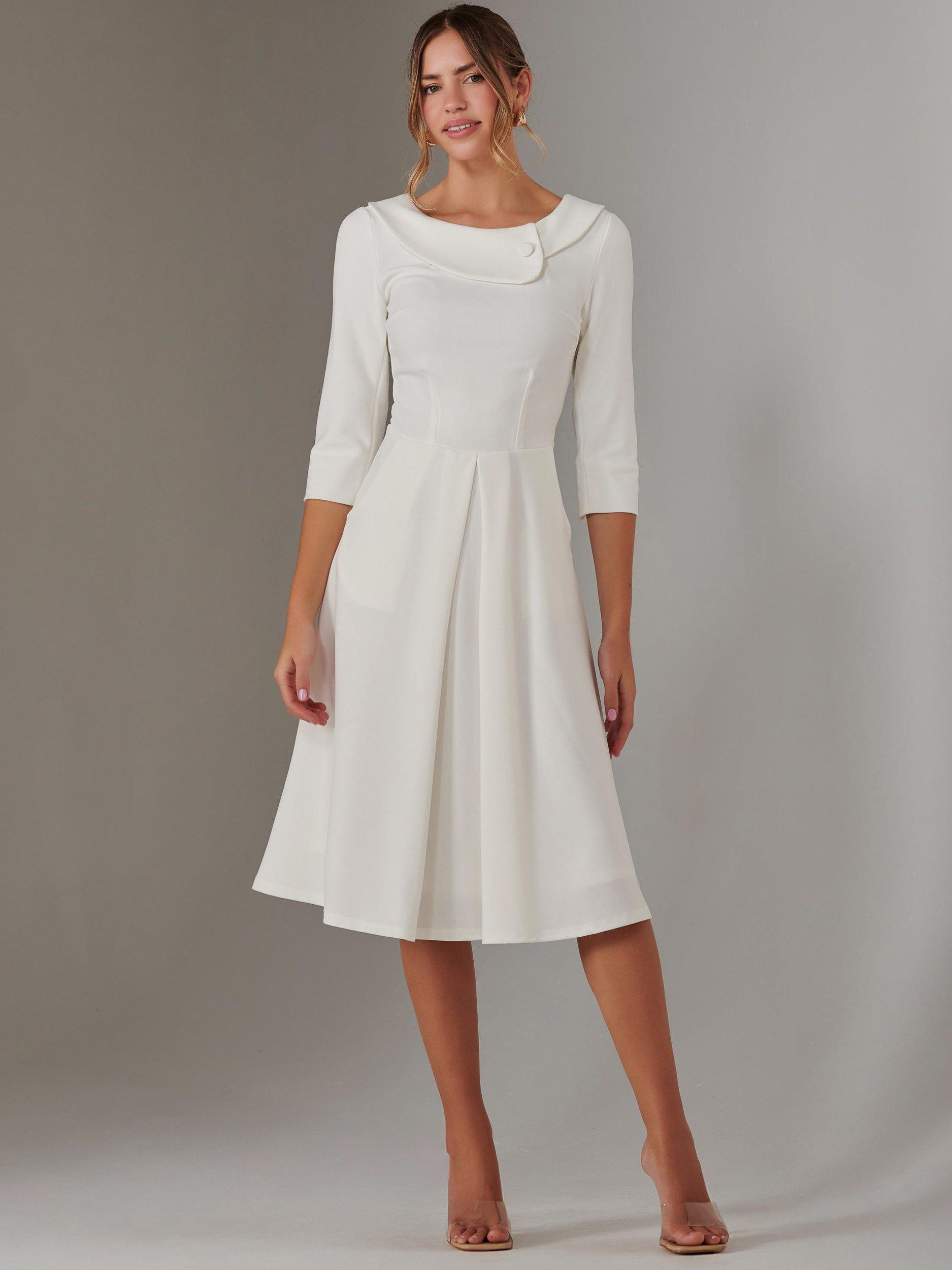 Product image 1 of 7, which shows Jolie Moi Sloan Collar Neck Dress, Ivory, 8