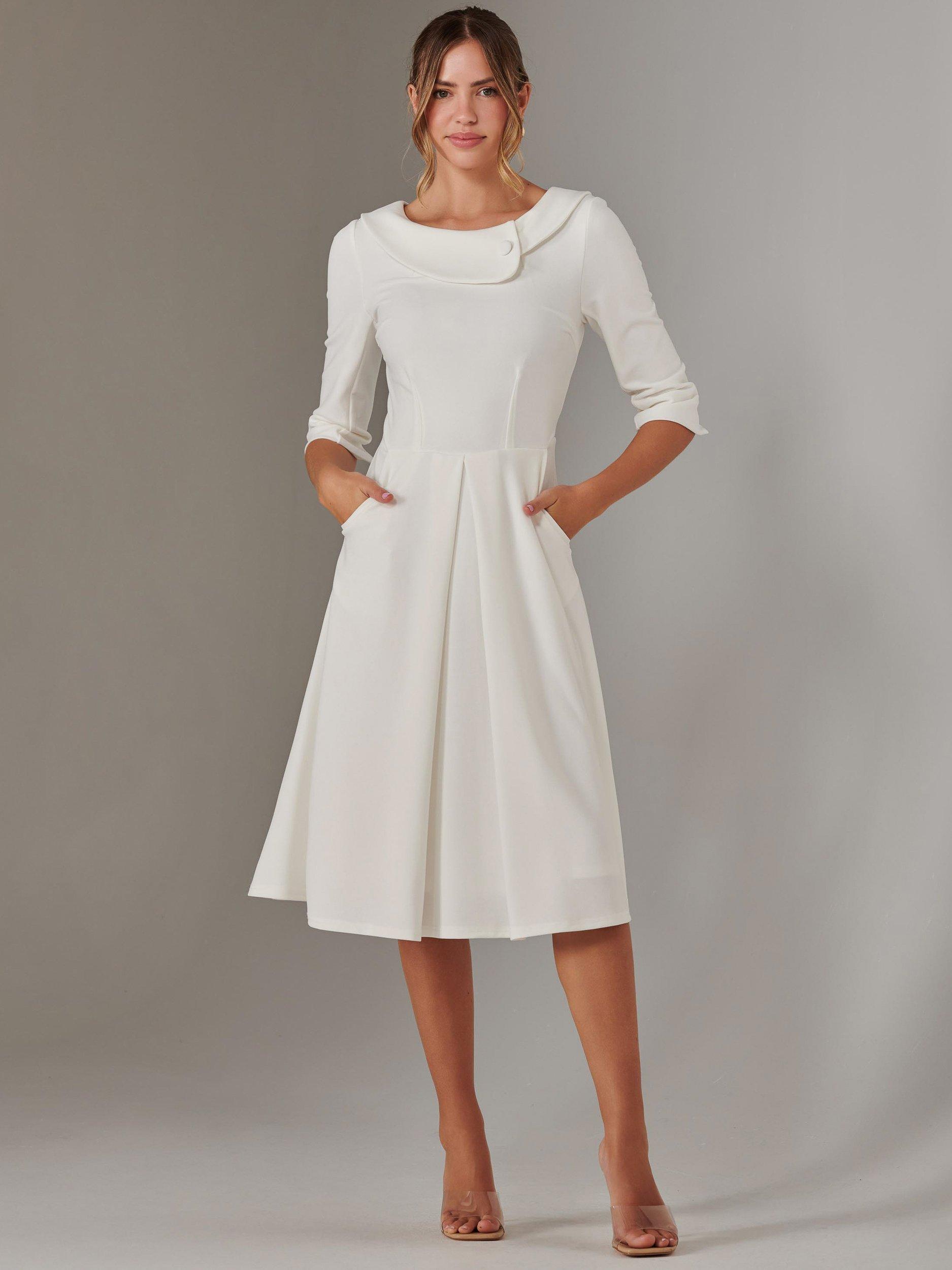 Product image 2 of 7, which shows Jolie Moi Sloan Collar Neck Dress, Ivory, 8