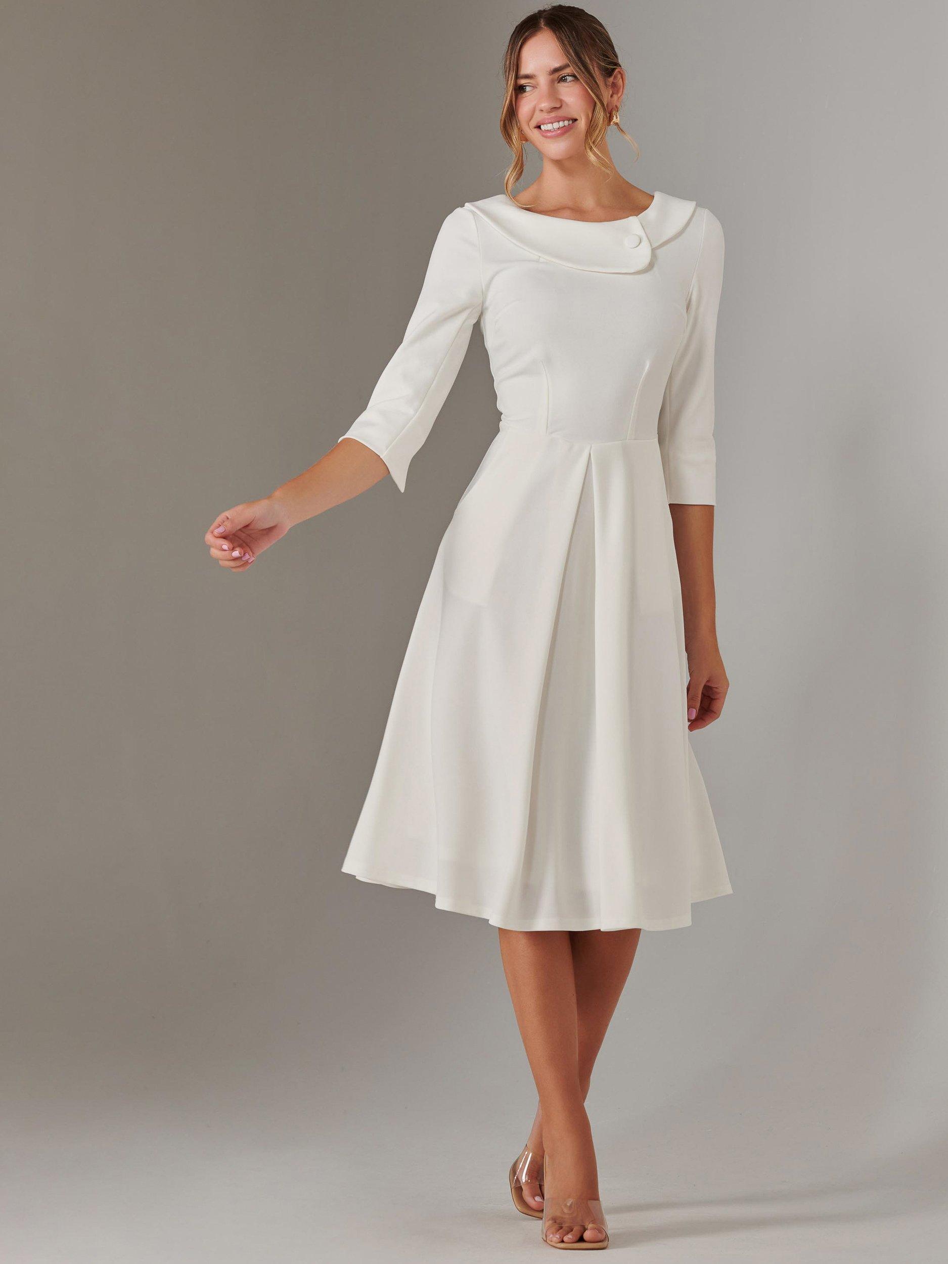 Product image 5 of 7, which shows Jolie Moi Sloan Collar Neck Dress, Ivory, 8