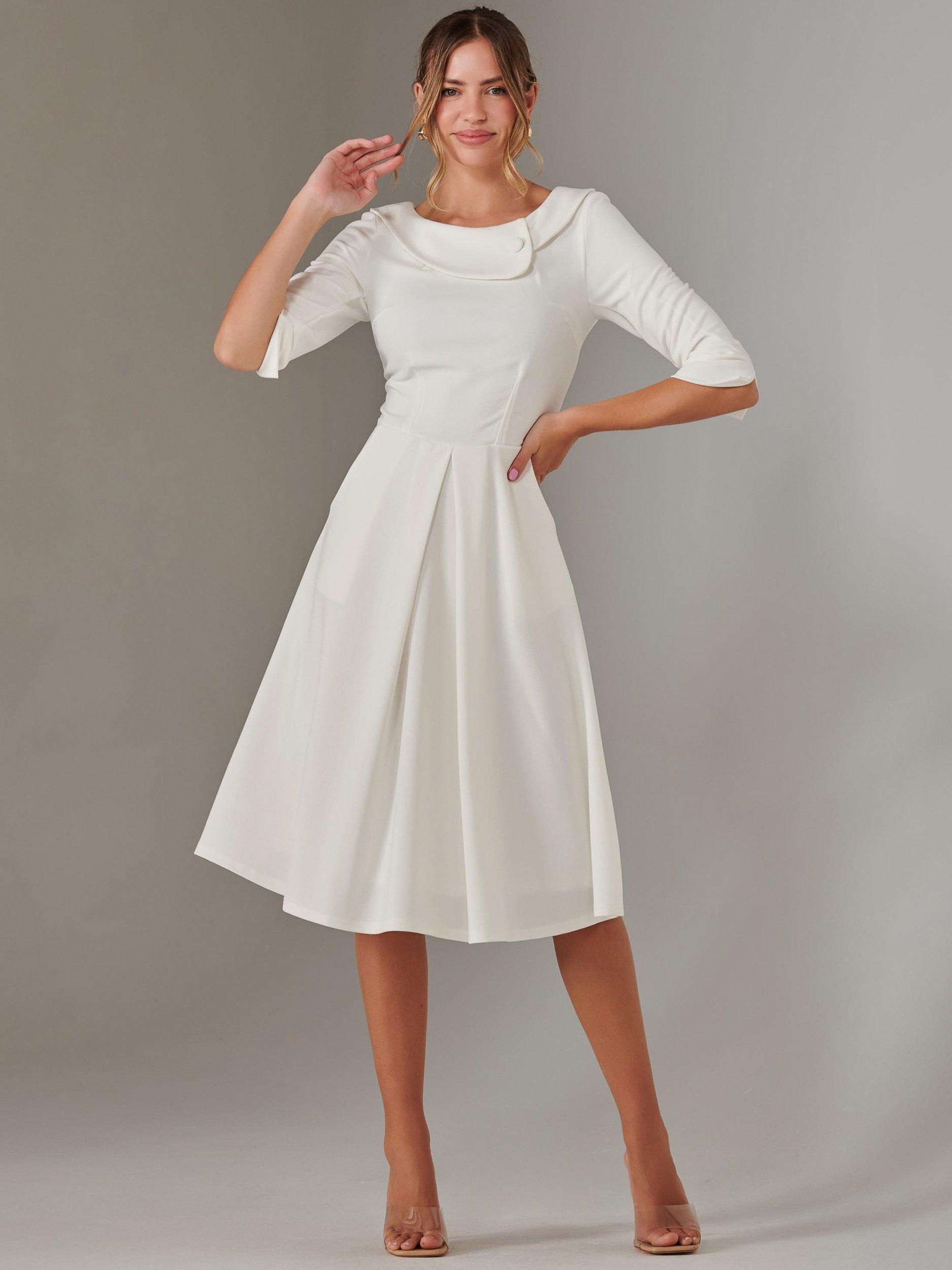 Product image 6 of 7, which shows Jolie Moi Sloan Collar Neck Dress, Ivory, 8