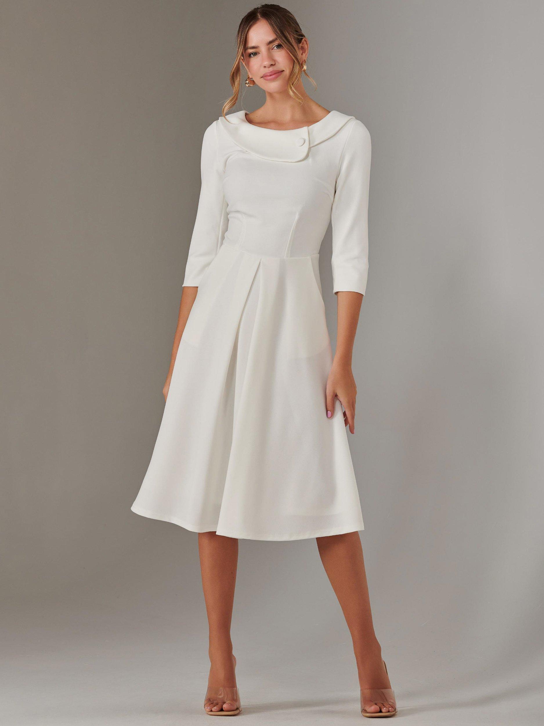 Product image 7 of 7, which shows Jolie Moi Sloan Collar Neck Dress, Ivory, 8