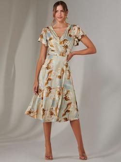 Jolie Moi Abstract Wrap Dress, Mint Green, Mint Green