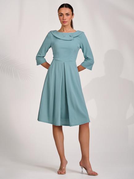 Jolie Moi Sloan Collar Dress, Duck Egg Blue, Duck Egg Blue