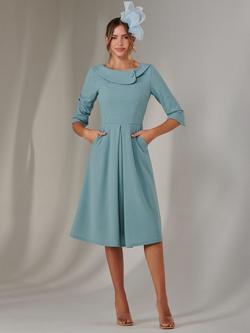 Jolie Moi Sloan Collar Dress, Duck Egg Blue - view 2, Duck Egg Blue
