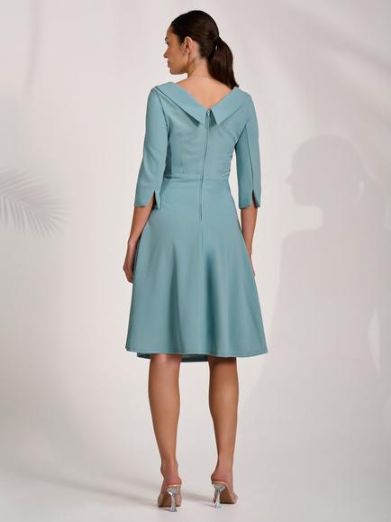 Jolie Moi Sloan Collar Dress, Duck Egg Blue - view 2, Duck Egg Blue