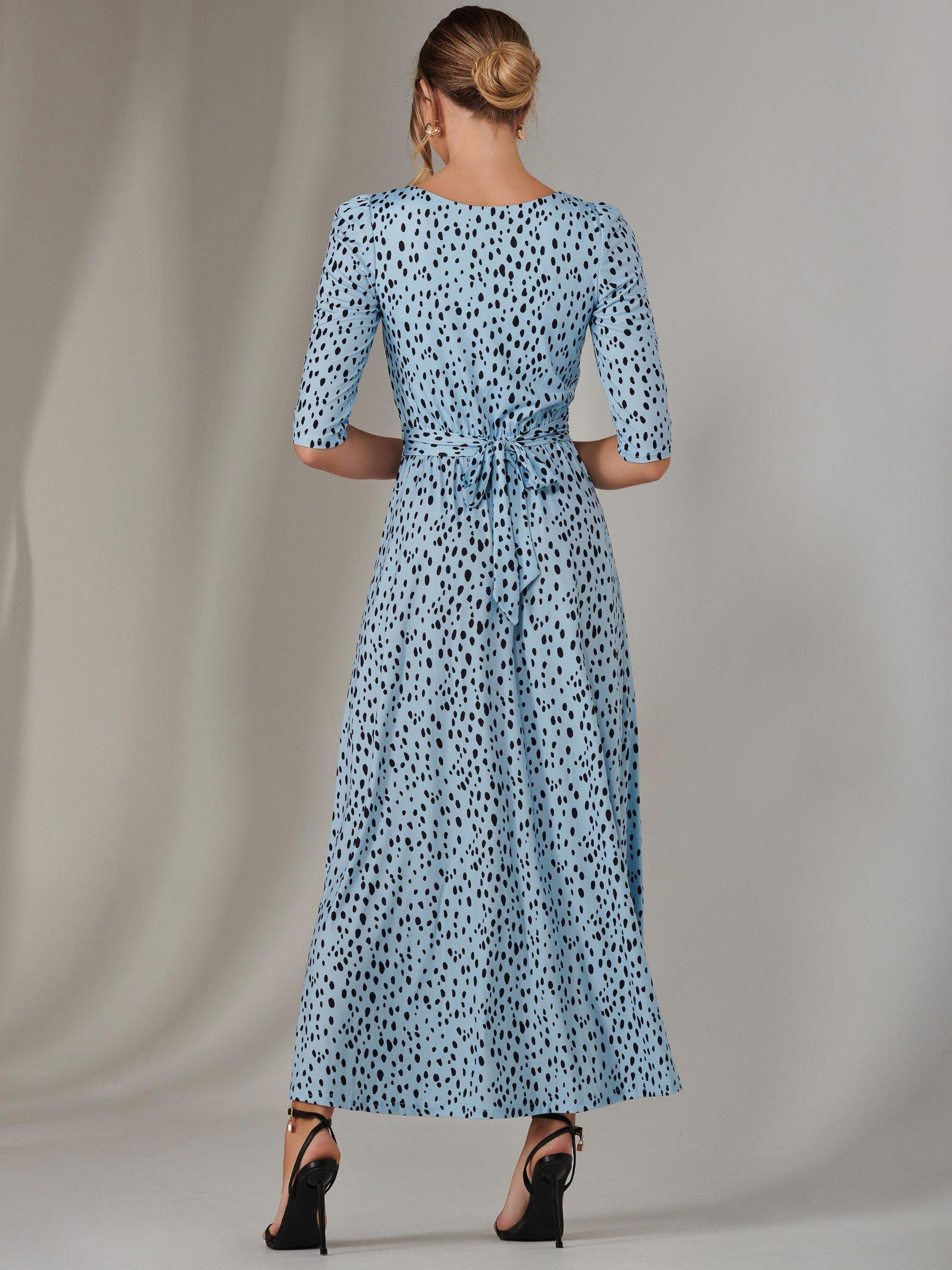 Product image 3 of 7, which shows Jolie Moi Enya Spot Jersey Dress, Blue, 8