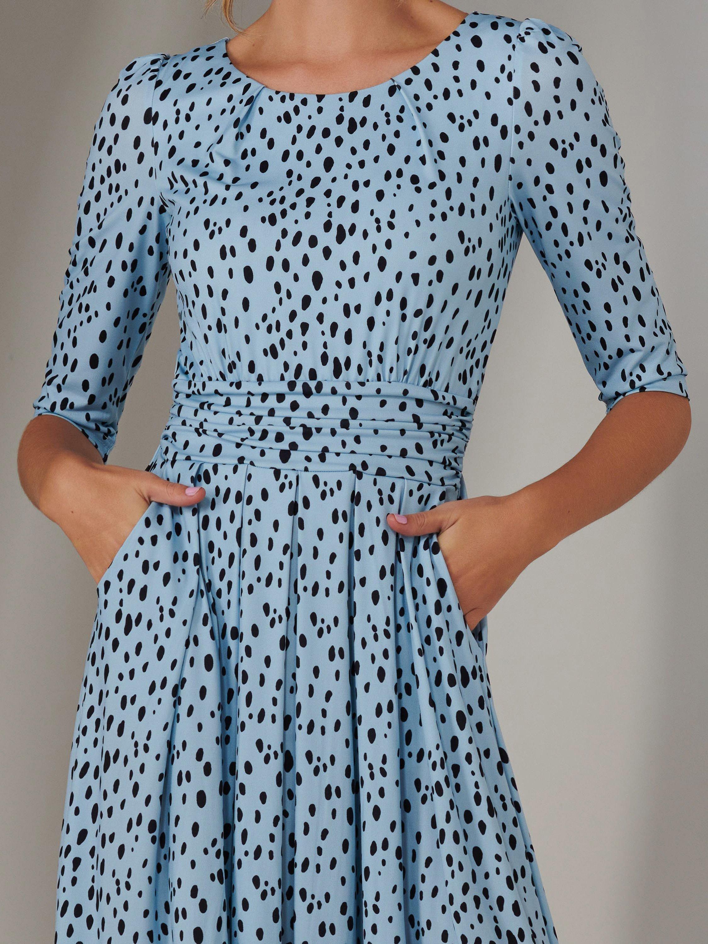 Product image 4 of 7, which shows Jolie Moi Enya Spot Jersey Dress, Blue, 8