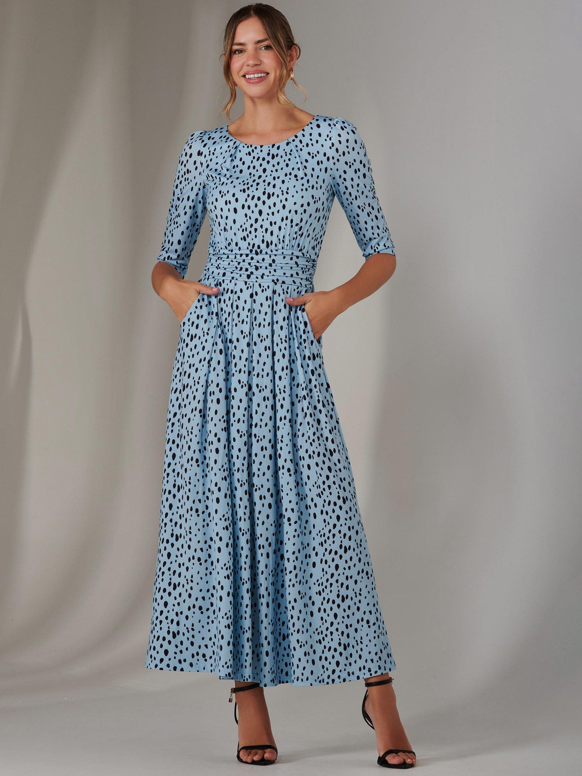 Product image 6 of 7, which shows Jolie Moi Enya Spot Jersey Dress, Blue, 8
