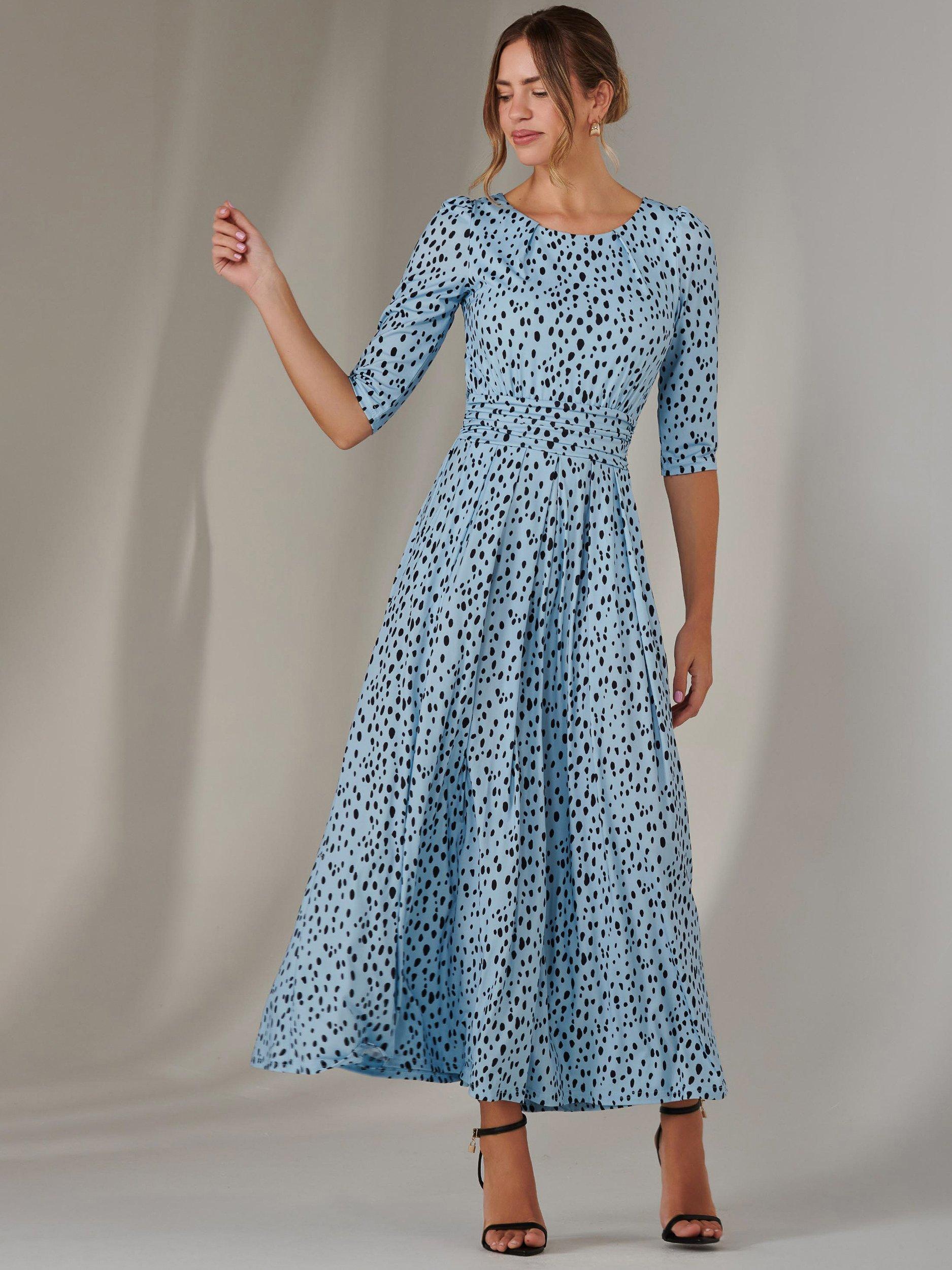 Product image 7 of 7, which shows Jolie Moi Enya Spot Jersey Dress, Blue, 8