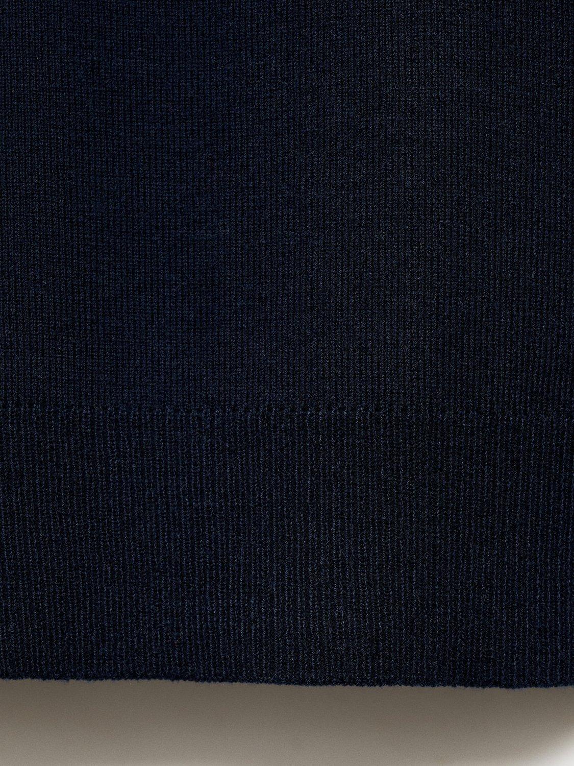Product image 5 of 8, which shows Mango Plegam Asymmetric Neck Jumper, Navy, XXS