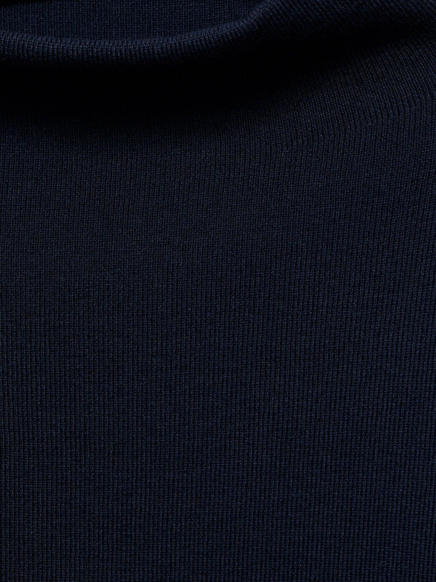Product image 8 of 8, which shows Mango Plegam Asymmetric Neck Jumper, Navy, XXS