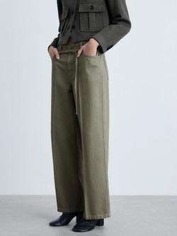 Mango Julia Wide Leg Jeans, Khaki