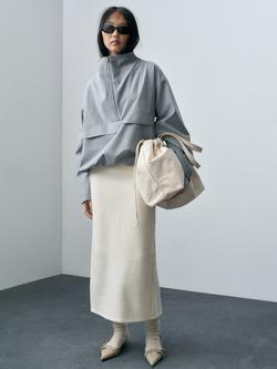 Mango Lonce Wool Blend Midi Skirt, Light Beige, Light Beige