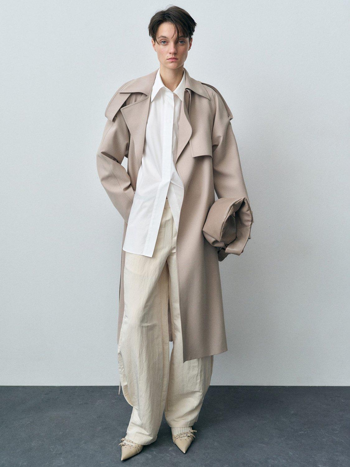 Product image 2 of 7, which shows Mango Alba Elasticated Waist Balloon Leg Trousers, Cream, 10