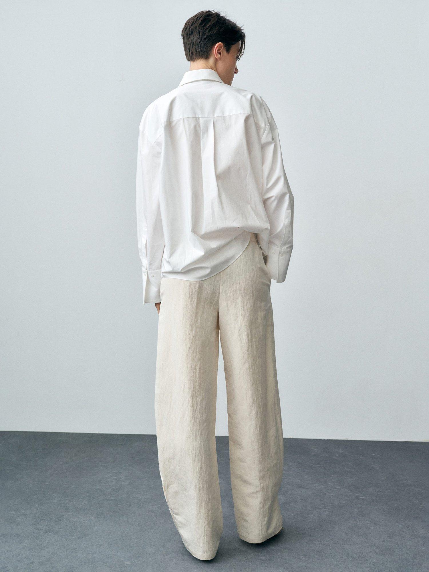 Product image 4 of 7, which shows Mango Alba Elasticated Waist Balloon Leg Trousers, Cream, 10