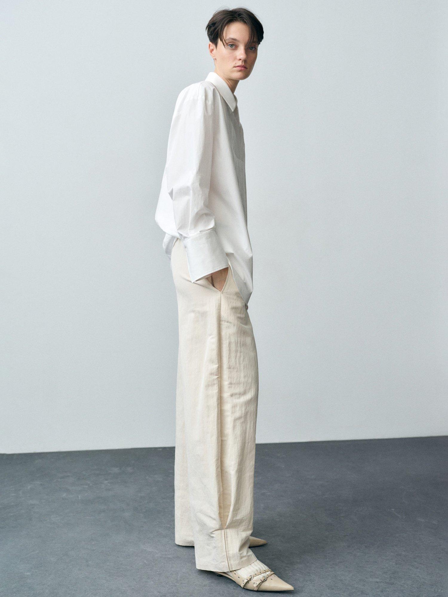 Product image 6 of 7, which shows Mango Alba Elasticated Waist Balloon Leg Trousers, Cream, 10