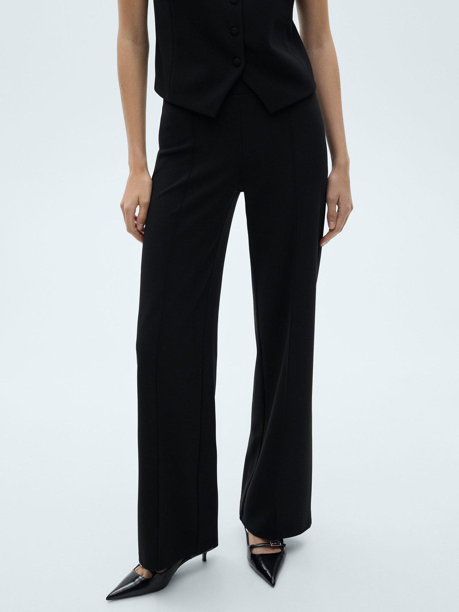 Product image 1 of 9, which shows Mango Avaya Straight Leg Trousers, Black, S
