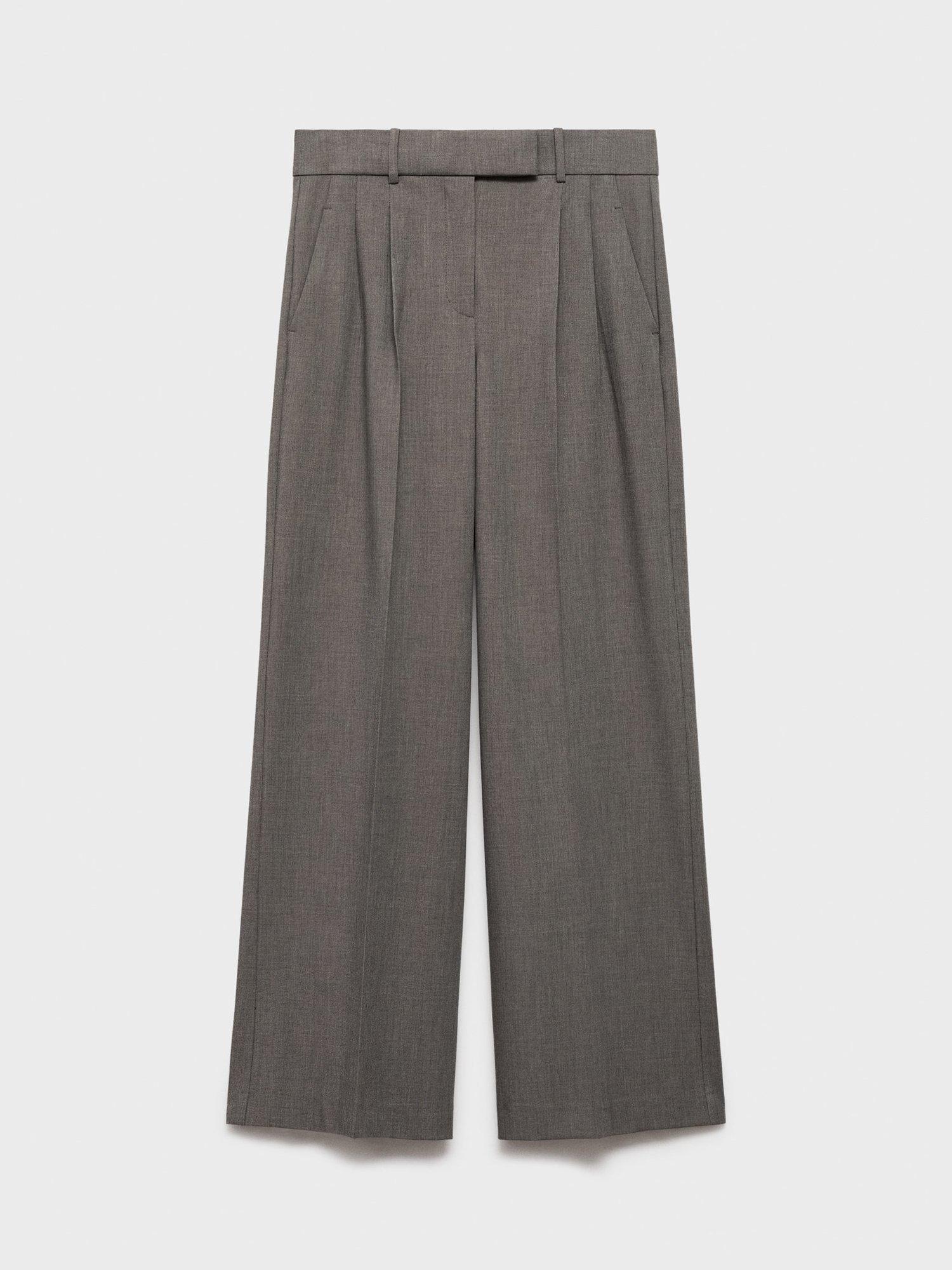 Product image 3 of 8, which shows Mango Helena Tailored Wide Leg Trousers, Brown, 10