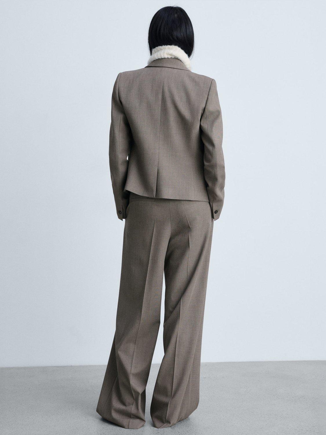 Product image 4 of 8, which shows Mango Helena Tailored Wide Leg Trousers, Brown, 10