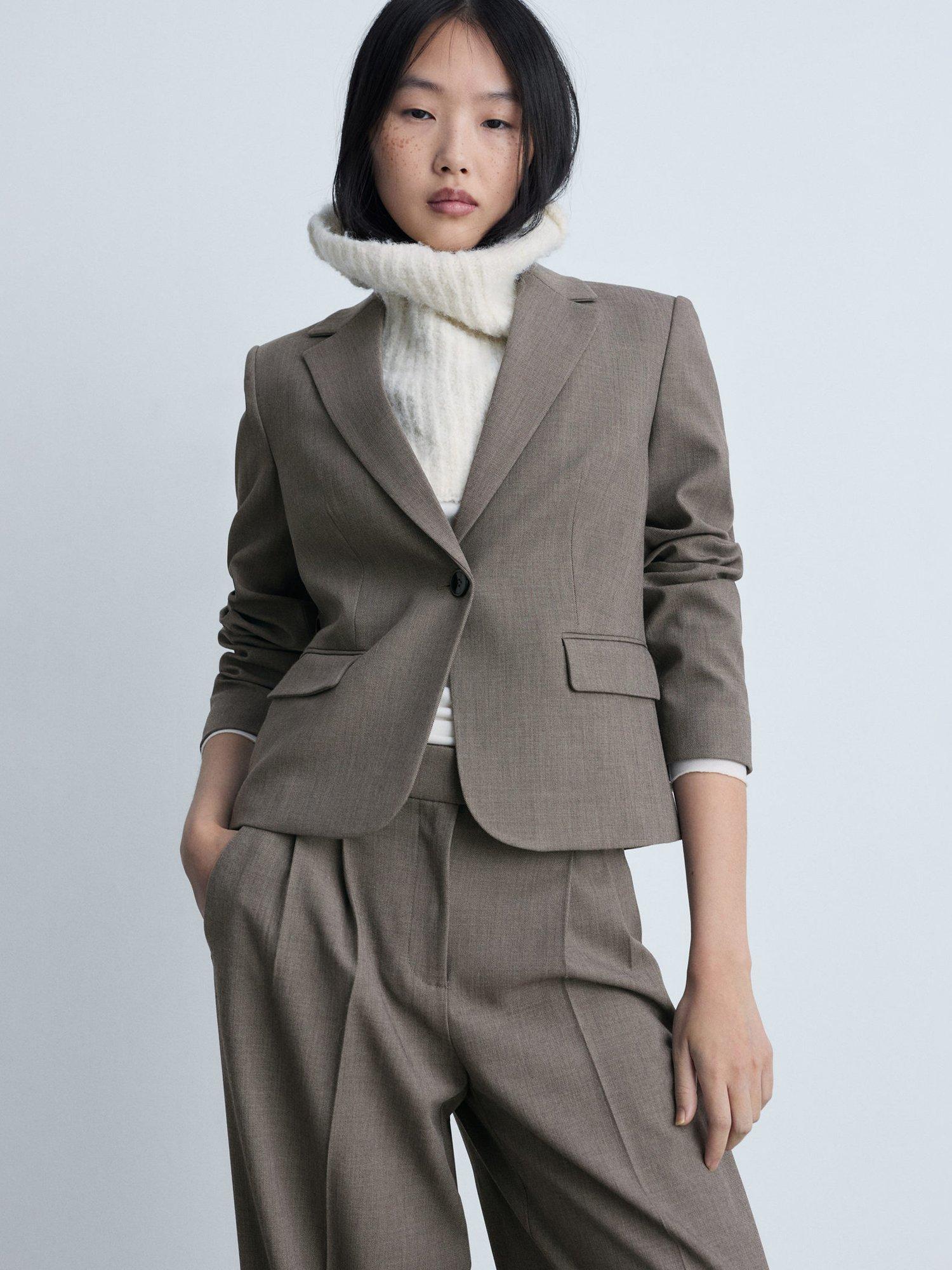 Product image 6 of 8, which shows Mango Helena Tailored Wide Leg Trousers, Brown, 10