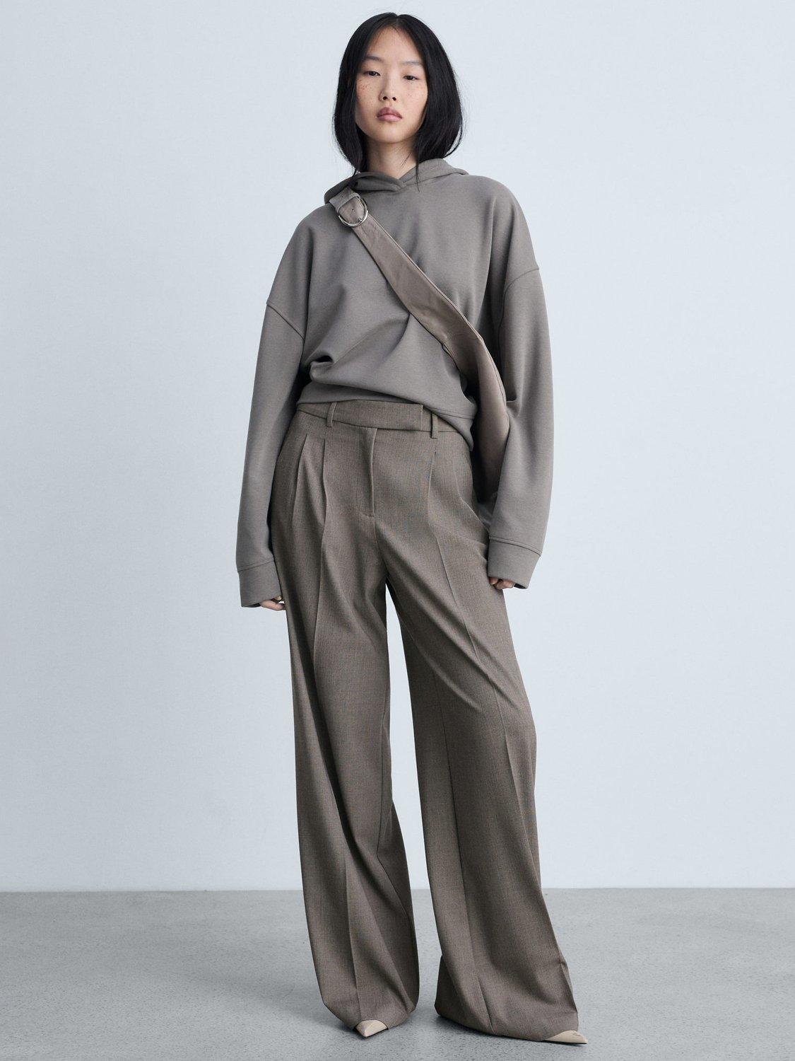 Product image 7 of 8, which shows Mango Helena Tailored Wide Leg Trousers, Brown, 10