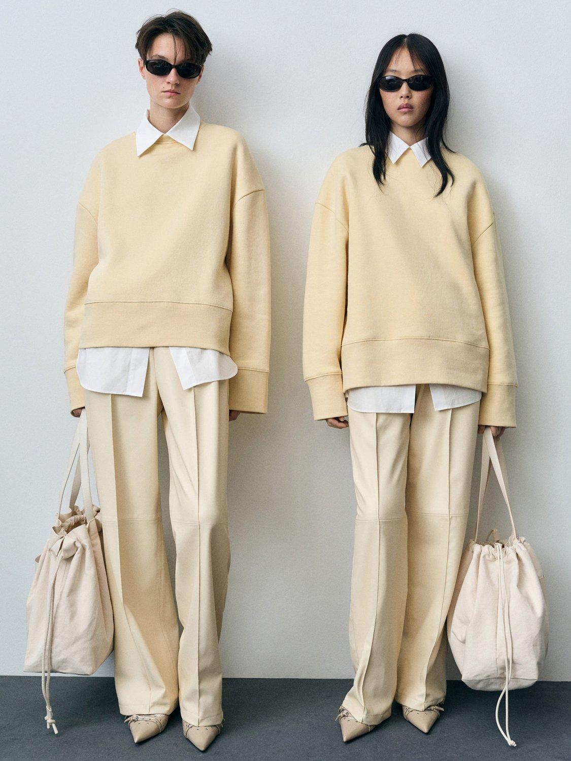 Product image 7 of 8, which shows Mango Nathalia Wide Leg Faux Leather Trousers, Cream, 10