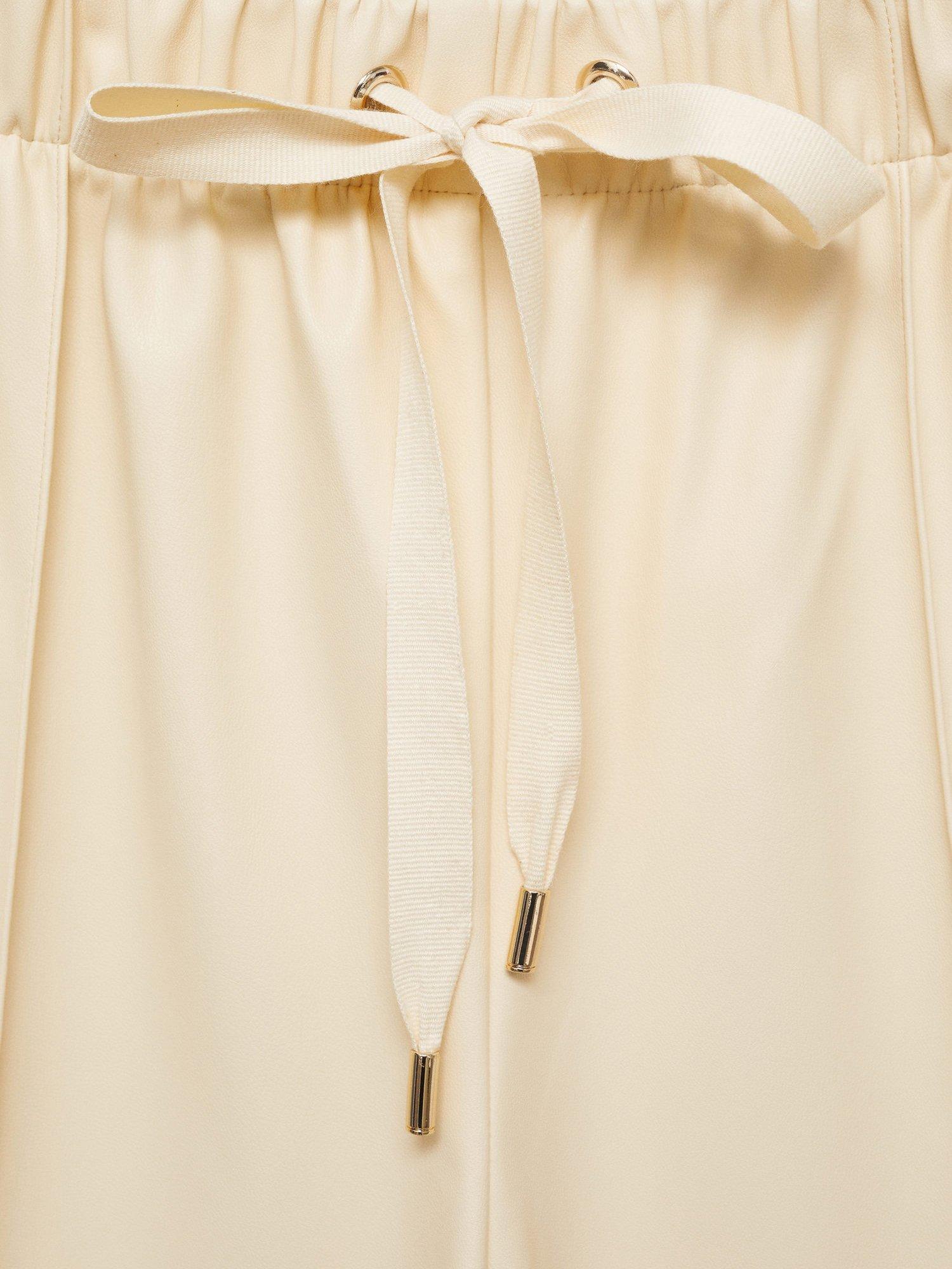 Product image 8 of 8, which shows Mango Nathalia Wide Leg Faux Leather Trousers, Cream, 10