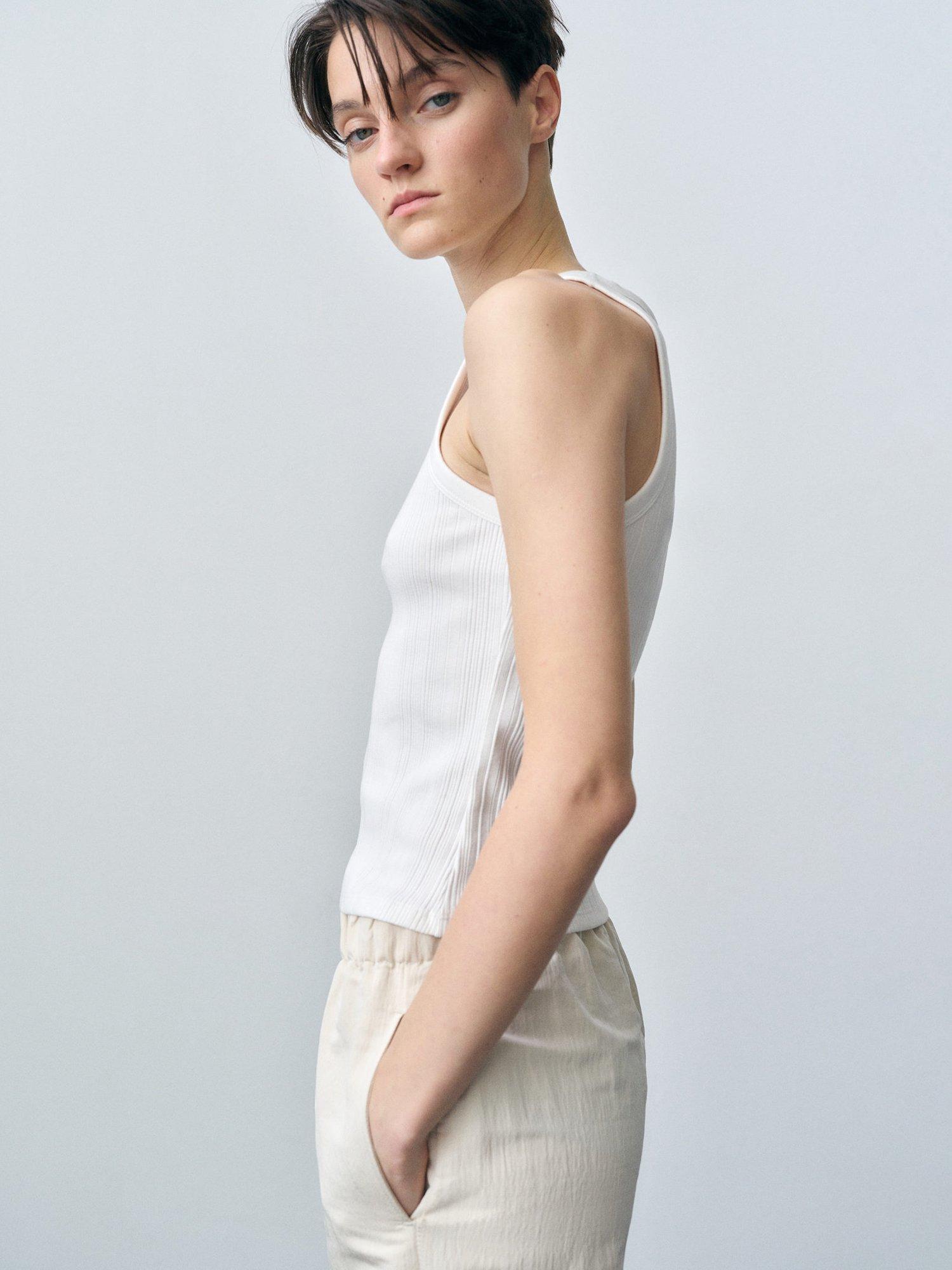 Product image 6 of 7, which shows Mango Naju Slim Fit Vest Top, White, S